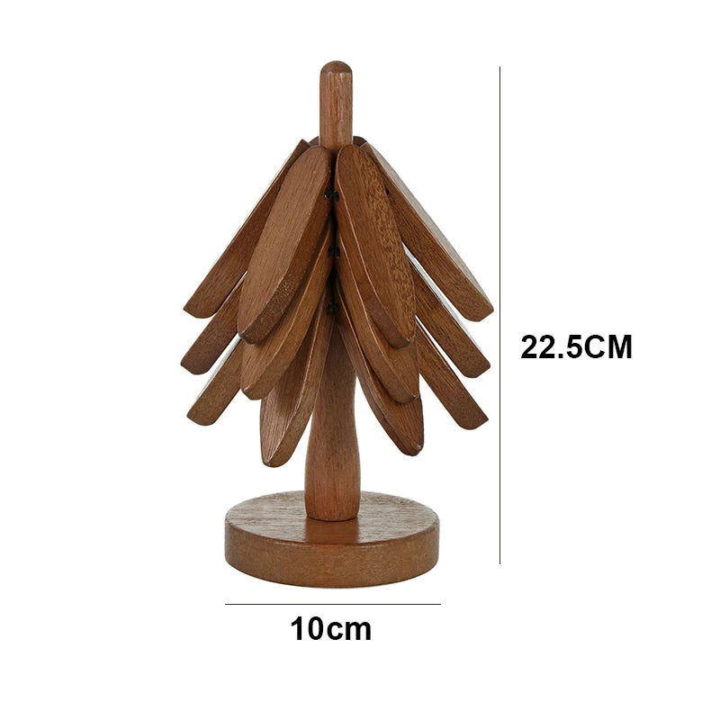 Tree Coaster Set Brown Oak