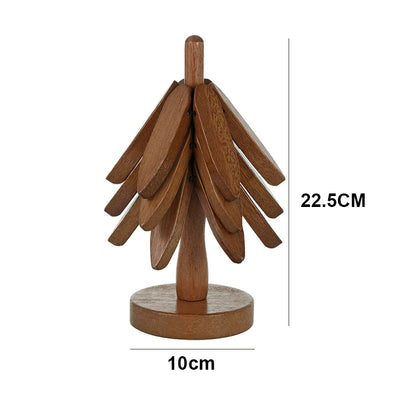 Tree Coaster Set Brown Oak