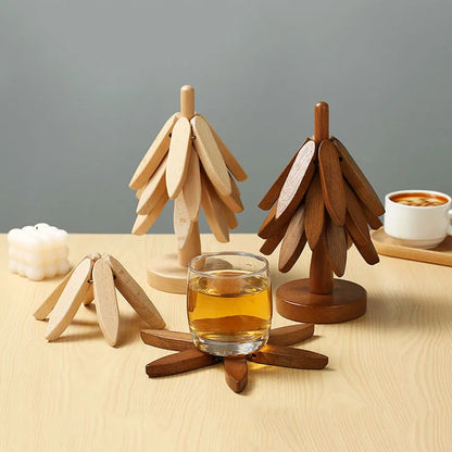 Tree Coaster Set Brown Oak