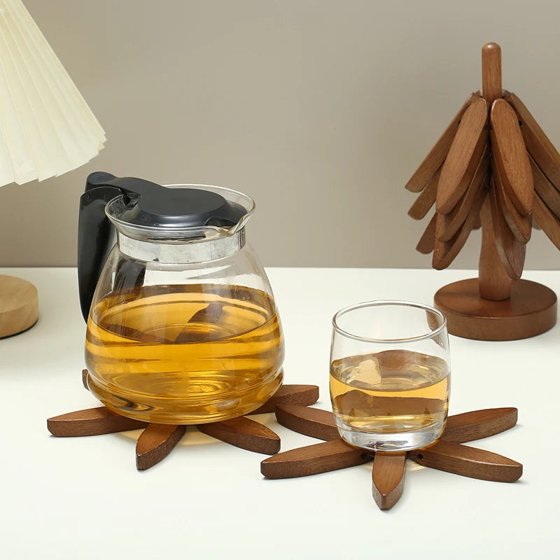 Tree Coaster Set Brown Oak